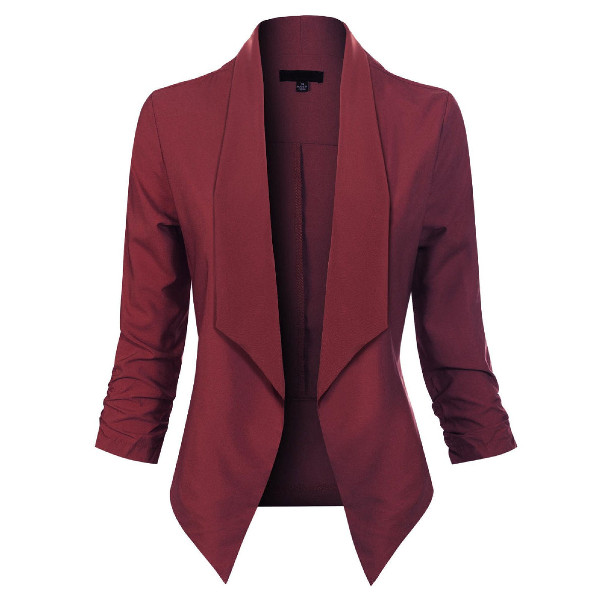 Women’s Open-Front Blazer – Ruched-Sleeve Smart Layer for Office and Occasion Wear