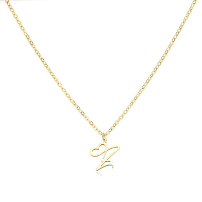 Women’s Initial Heart Pendant Necklace – Gold-Tone Stainless Steel Letter Charm for Personalised Everyday Wear and Gifting
