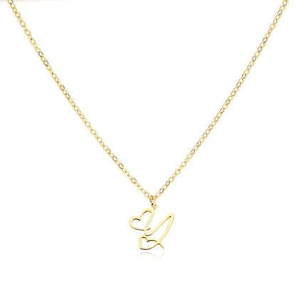 Women’s Initial Heart Pendant Necklace – Gold-Tone Stainless Steel Letter Charm for Personalised Everyday Wear and Gifting