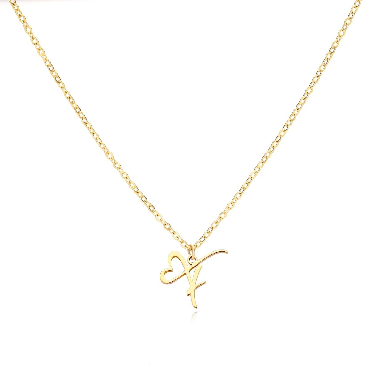 Women’s Initial Heart Pendant Necklace – Gold-Tone Stainless Steel Letter Charm for Personalised Everyday Wear and Gifting