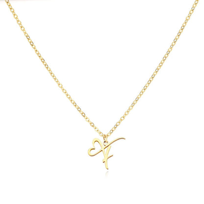 Women’s Initial Heart Pendant Necklace – Gold-Tone Stainless Steel Letter Charm for Personalised Everyday Wear and Gifting