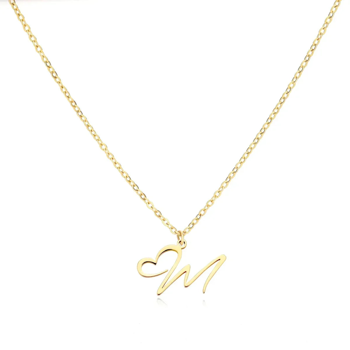 Women’s Initial Heart Pendant Necklace – Gold-Tone Stainless Steel Letter Charm for Personalised Everyday Wear and Gifting