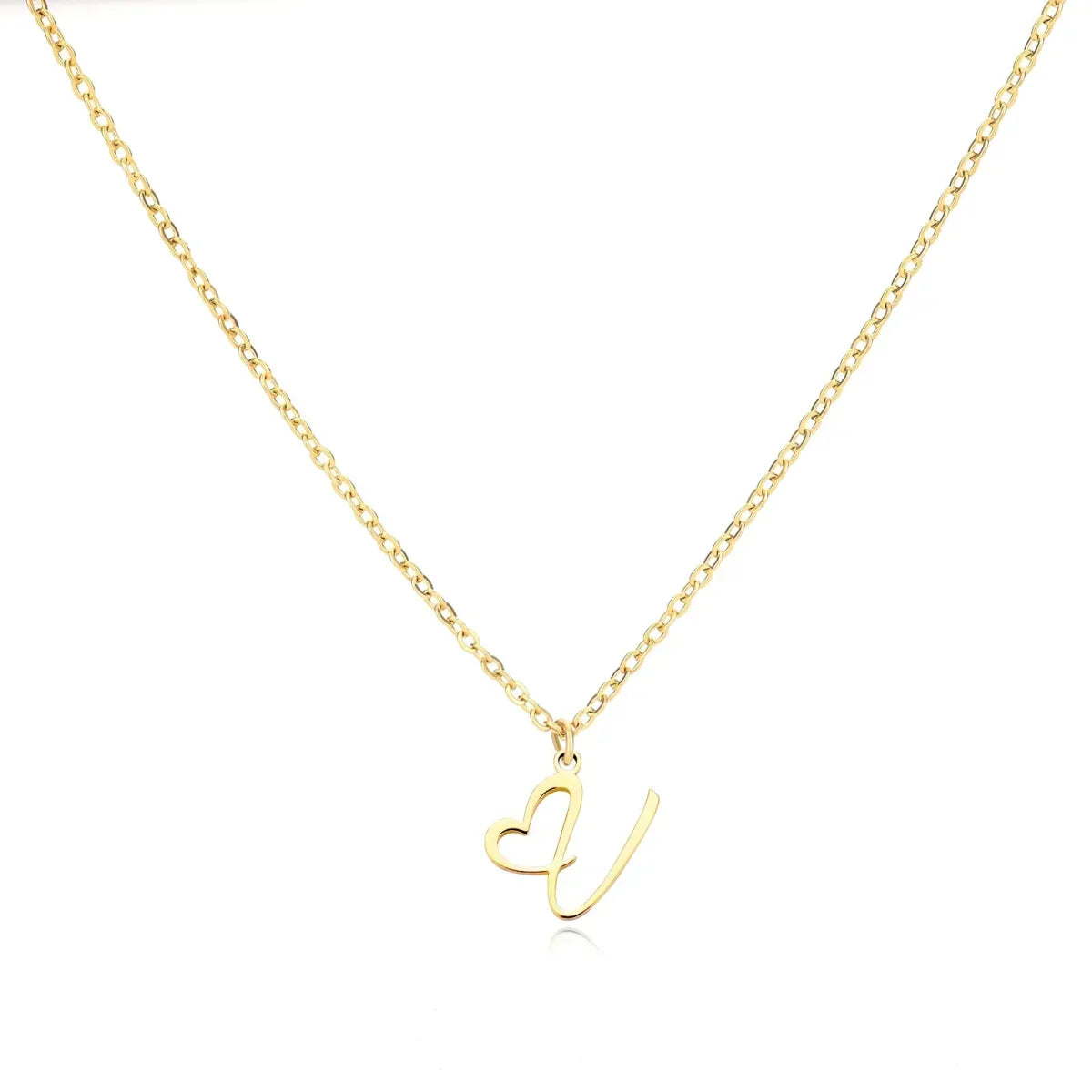 Women’s Initial Heart Pendant Necklace – Gold-Tone Stainless Steel Letter Charm for Personalised Everyday Wear and Gifting
