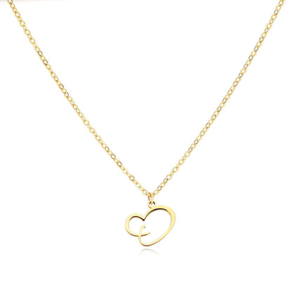 Women’s Initial Heart Pendant Necklace – Gold-Tone Stainless Steel Letter Charm for Personalised Everyday Wear and Gifting