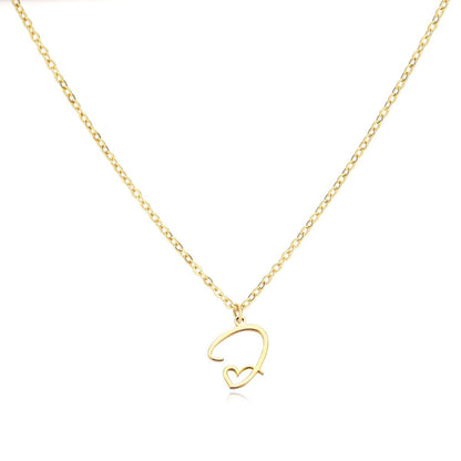 Women’s Initial Heart Pendant Necklace – Gold-Tone Stainless Steel Letter Charm for Personalised Everyday Wear and Gifting