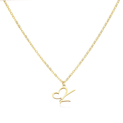 Women’s Initial Heart Pendant Necklace – Gold-Tone Stainless Steel Letter Charm for Personalised Everyday Wear and Gifting