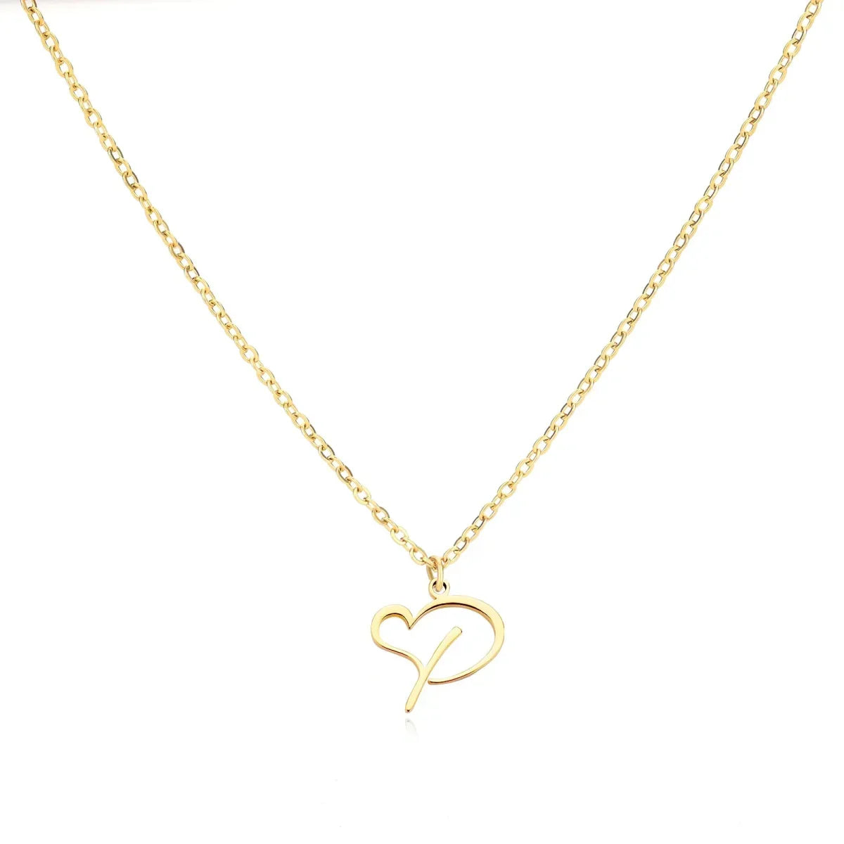 Women’s Initial Heart Pendant Necklace – Gold-Tone Stainless Steel Letter Charm for Personalised Everyday Wear and Gifting