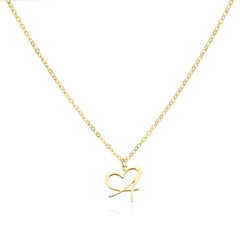 Women’s Initial Heart Pendant Necklace – Gold-Tone Stainless Steel Letter Charm for Personalised Everyday Wear and Gifting