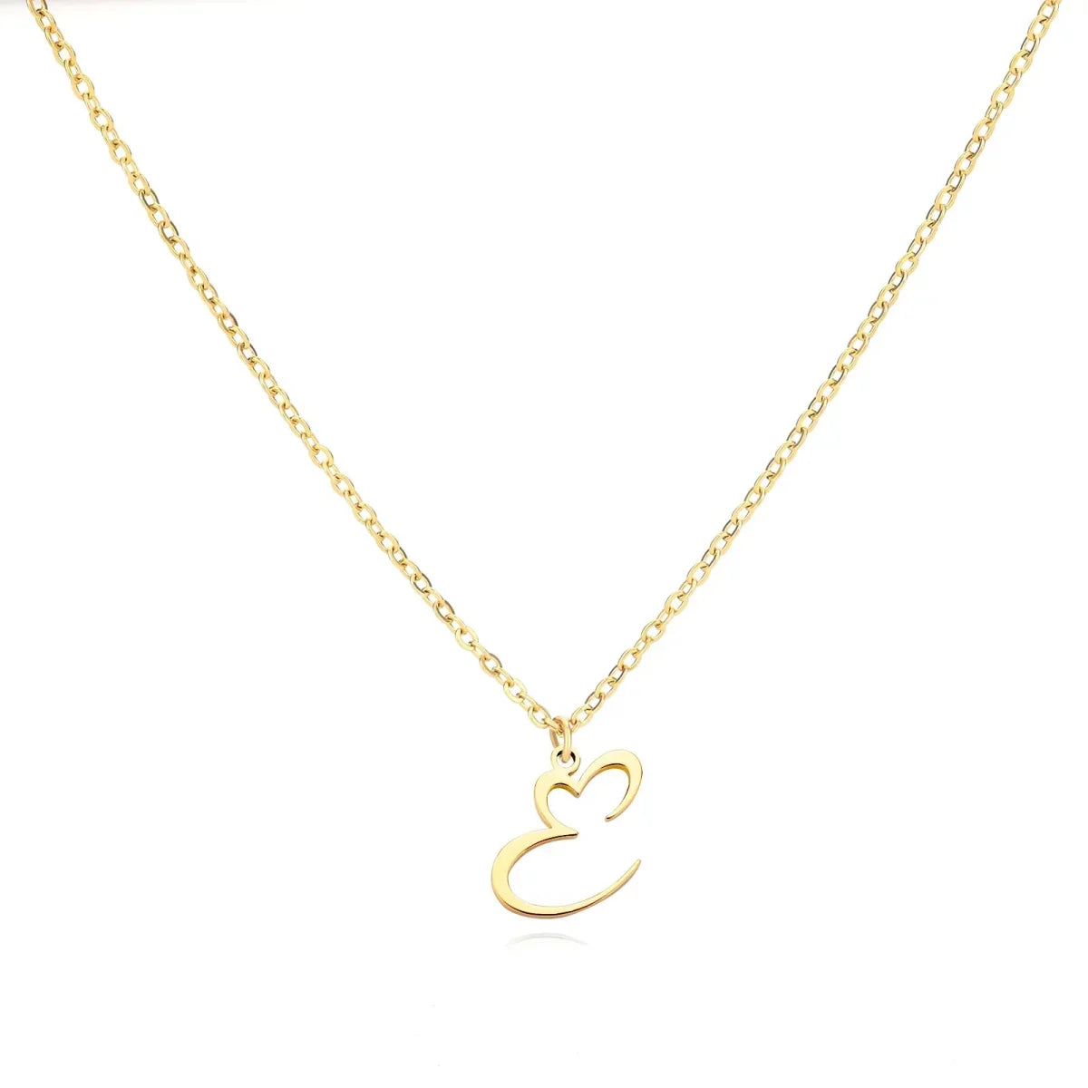 Women’s Initial Heart Pendant Necklace – Gold-Tone Stainless Steel Letter Charm for Personalised Everyday Wear and Gifting