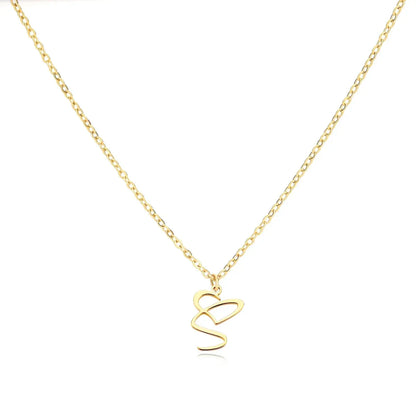 Women’s Initial Heart Pendant Necklace – Gold-Tone Stainless Steel Letter Charm for Personalised Everyday Wear and Gifting