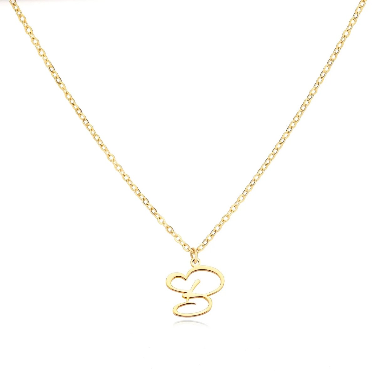 Women’s Initial Heart Pendant Necklace – Gold-Tone Stainless Steel Letter Charm for Personalised Everyday Wear and Gifting