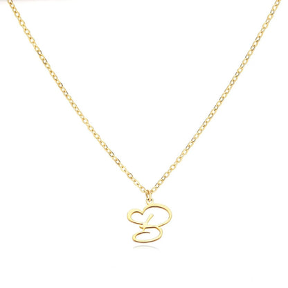 Women’s Initial Heart Pendant Necklace – Gold-Tone Stainless Steel Letter Charm for Personalised Everyday Wear and Gifting