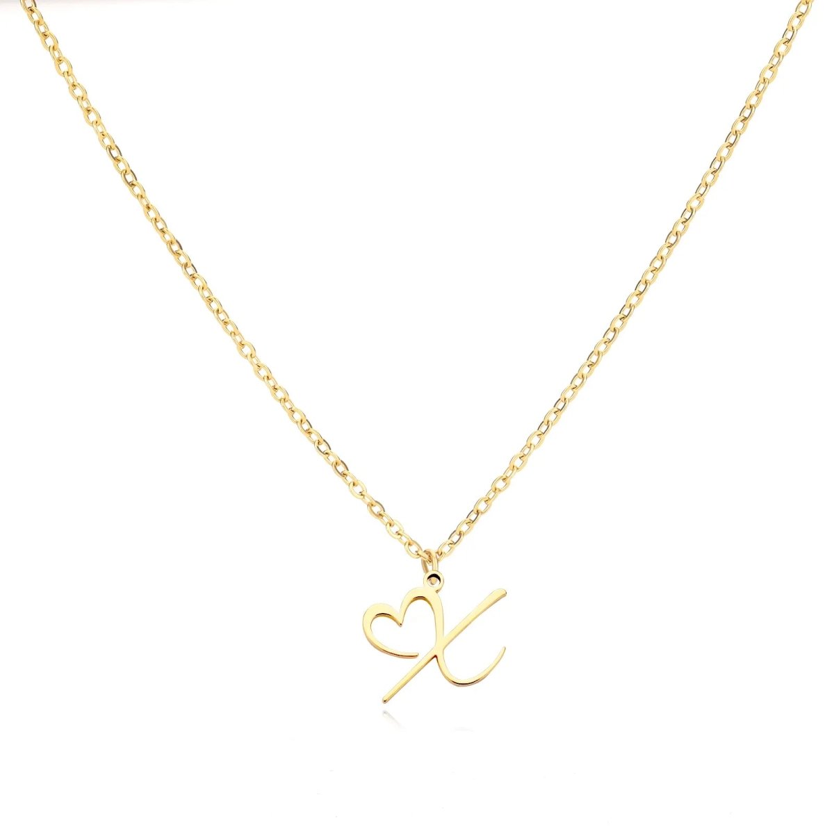 Women’s Initial Heart Pendant Necklace – Gold-Tone Stainless Steel Letter Charm for Personalised Everyday Wear and Gifting