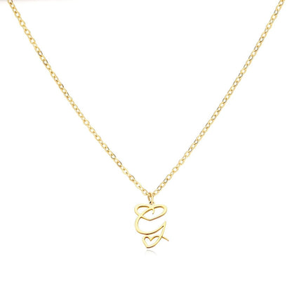 Women’s Initial Heart Pendant Necklace – Gold-Tone Stainless Steel Letter Charm for Personalised Everyday Wear and Gifting