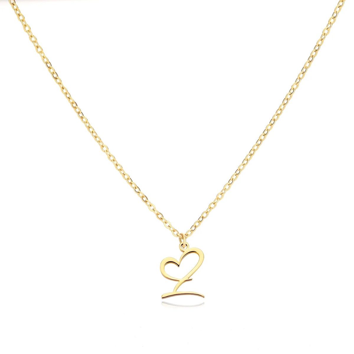 Women’s Initial Heart Pendant Necklace – Gold-Tone Stainless Steel Letter Charm for Personalised Everyday Wear and Gifting