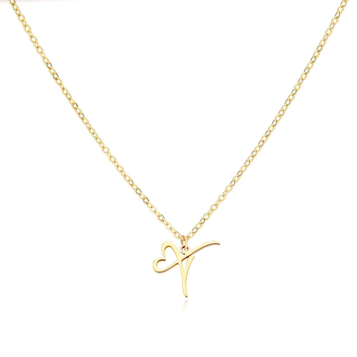 Women’s Initial Heart Pendant Necklace – Gold-Tone Stainless Steel Letter Charm for Personalised Everyday Wear and Gifting