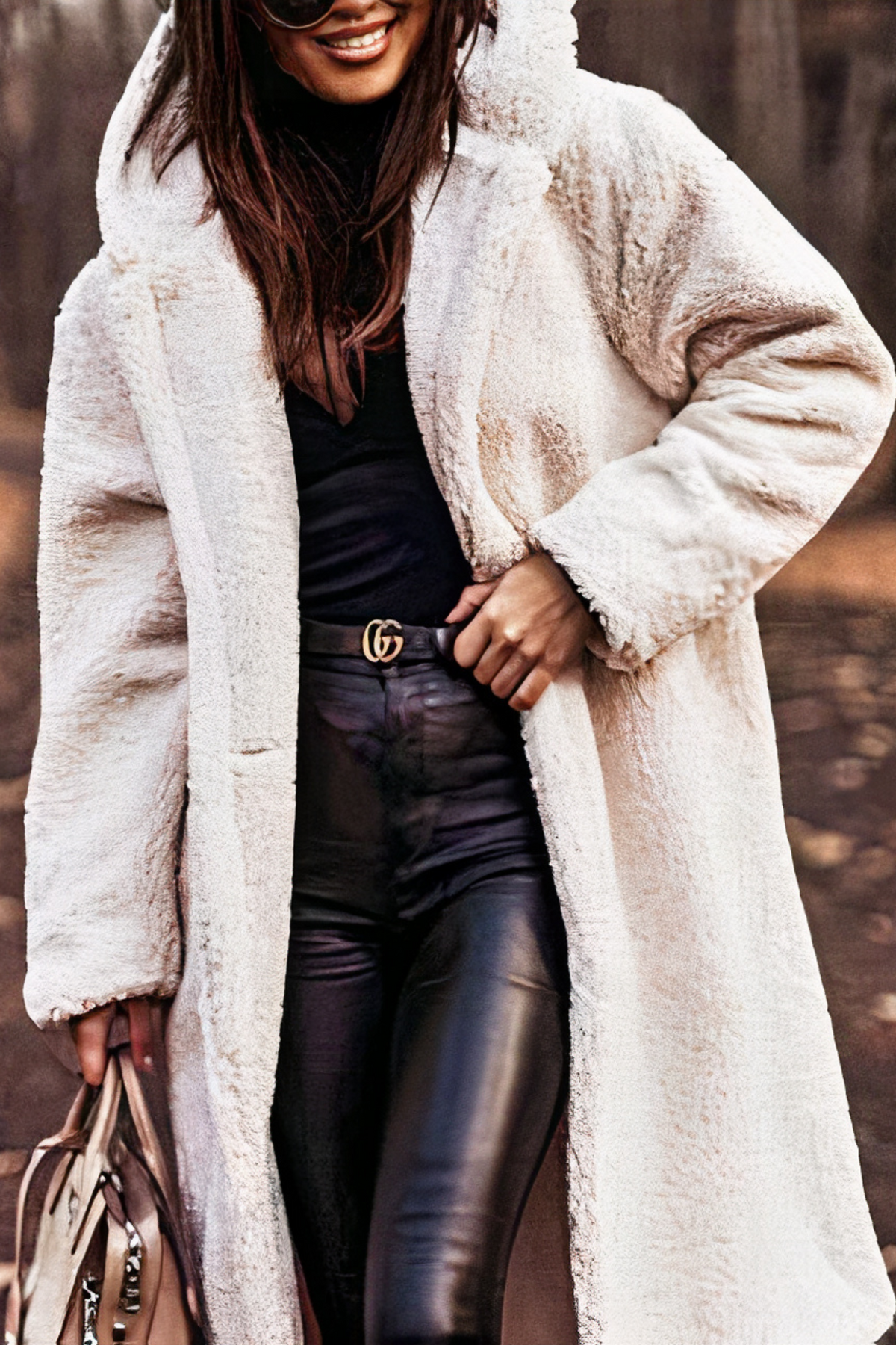 Women’s Hooded Teddy Coat – Soft Fleece with Patch Side Pockets