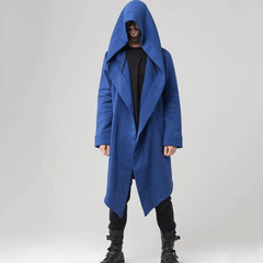 Men’s Oversized Hooded Trench Coat – Longline Draped Outerwear with Statement Lapels