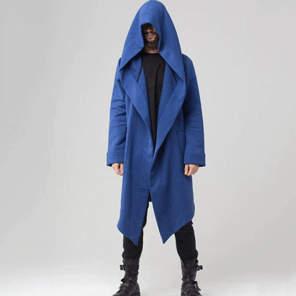 Men’s Oversized Hooded Trench Coat – Longline Draped Outerwear with Statement Lapels