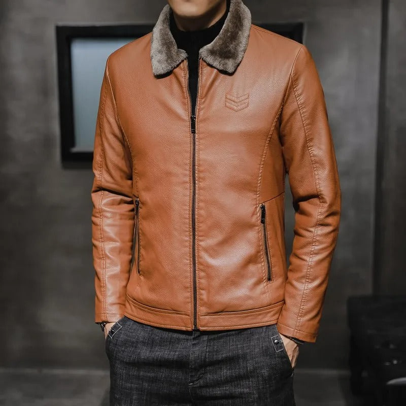 Men’s Faux-Fur Collar Jacket – Windproof Winter Layer for Cold-Weather Everyday Wear