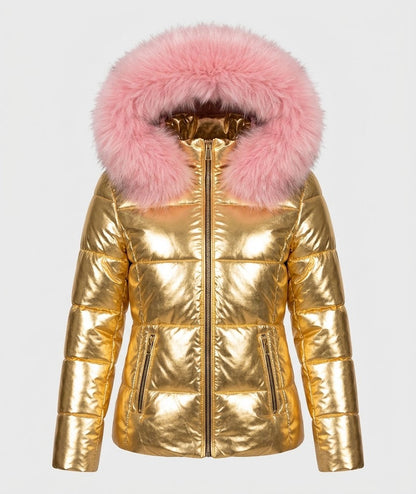 Women’s Faux Fur Hood Puffer Jacket – Fitted Winter Layer for City Wear