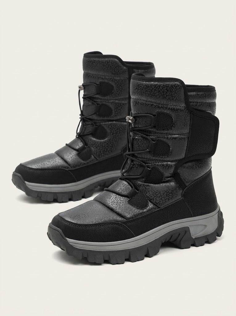 Men’s Plush-Lined Snow Boots – High-Top Winter Boots with Gripped Sole for Outdoor Wear
