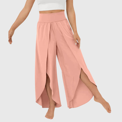 Women’s High-Waisted Wide-Leg Split Trousers – Flowing Boho Summer Style for Holidays and Beachwear