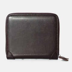 Men’s Genuine Leather RFID Wallet – Large-Capacity Zip-Around Card Organiser with Photo Pockets