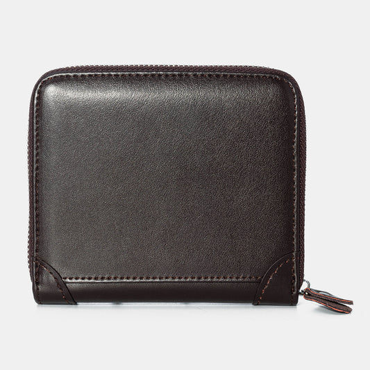 Men’s Genuine Leather RFID Wallet – Large-Capacity Zip-Around Card Organiser with Photo Pockets