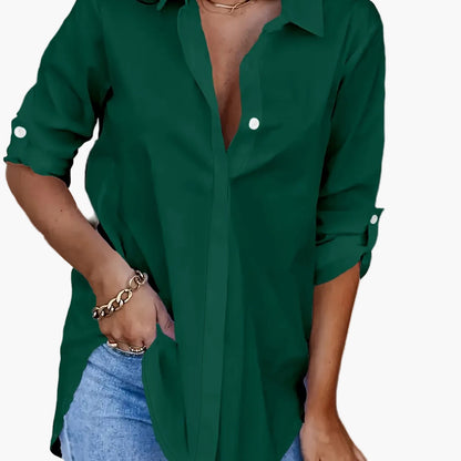 Women’s Relaxed Shirt Blouse – Classic Collar with Button Front