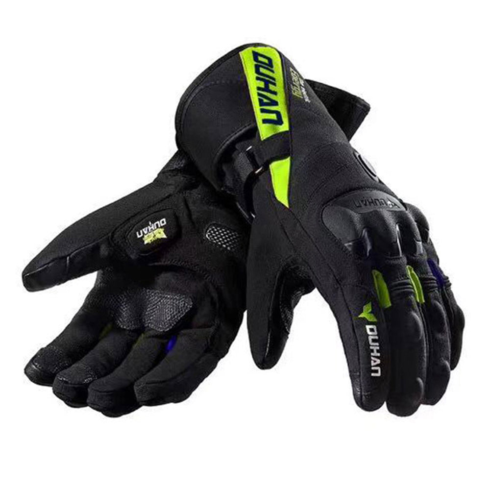 Men’s Battery-Heated Waterproof Motorcycle Gloves – Touchscreen Fleece-Lined Thermal Winter Riding Gloves