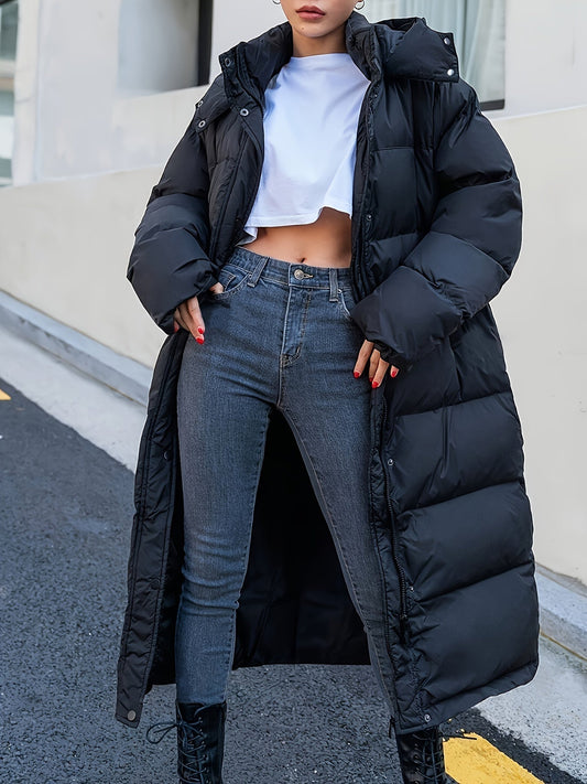 Women’s Full-Length Hooded Puffer Coat – Oversized Insulated Winter Outerwear for Maximum Cold-Weather Coverage