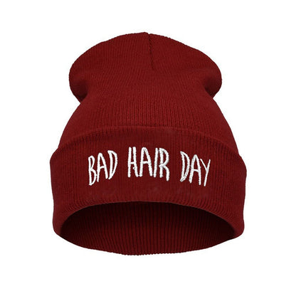Unisex Embroidered Cuffed Beanie – Soft Knit Winter Hat with Relaxed Crown