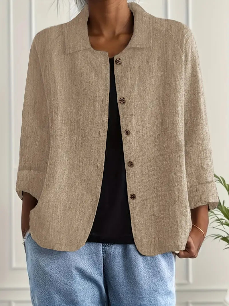 Women’s Lightweight Cardigan – Shirt Collar with Button-Through Front