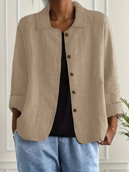 Women’s Lightweight Cardigan – Shirt Collar with Button-Through Front