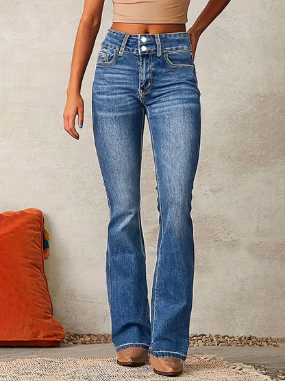 Women’s High-Waist Flared Jeans – Retro Denim Trousers for Casual Everyday Wear