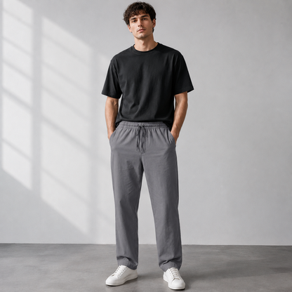 Men’s Lightweight Linen Drawstring Trousers – Relaxed Summer Pants for Travel and Everyday Wear
