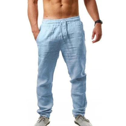 Men’s Lightweight Linen Drawstring Trousers – Relaxed Summer Pants for Travel and Everyday Wear