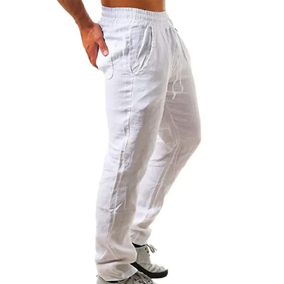 Men’s Lightweight Linen Drawstring Trousers – Relaxed Summer Pants for Travel and Everyday Wear