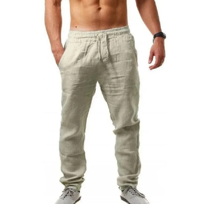 Men’s Lightweight Linen Drawstring Trousers – Relaxed Summer Pants for Travel and Everyday Wear
