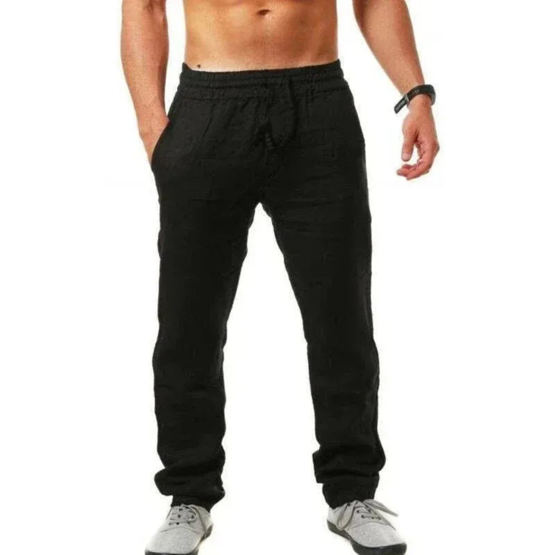 Men’s Lightweight Linen Drawstring Trousers – Relaxed Summer Pants for Travel and Everyday Wear