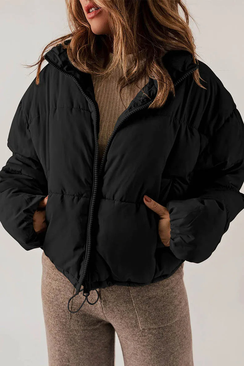 Women’s Quilted Puffer Jacket – Relaxed High-Collar Layer for Casual Winter Dressing
