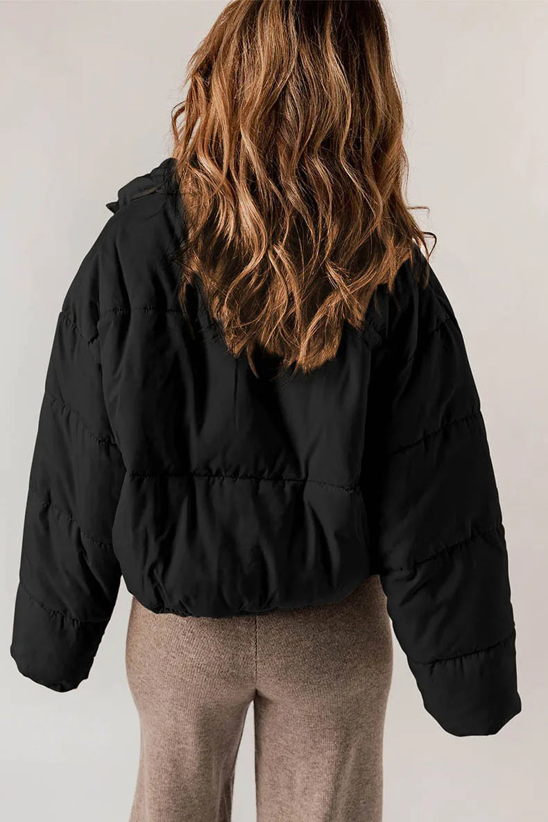 Women’s Quilted Puffer Jacket – Relaxed High-Collar Layer for Casual Winter Dressing