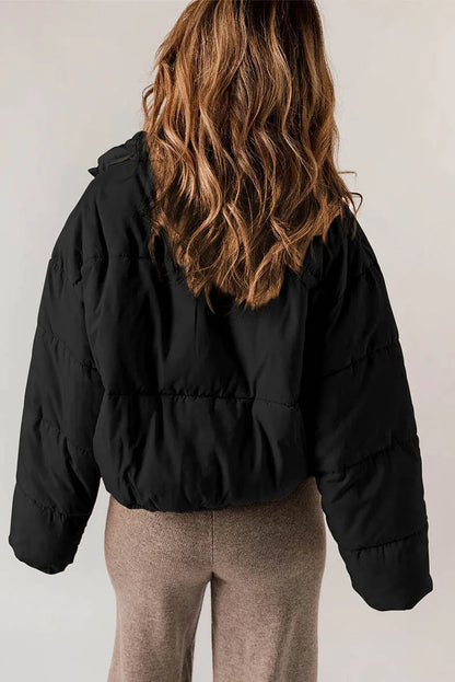Women’s Quilted Puffer Jacket – Relaxed High-Collar Layer for Casual Winter Dressing