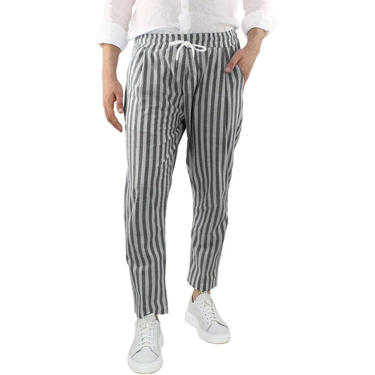 Men’s Striped Drawstring Cropped Trousers – Lightweight Casual Style for Warm-Weather Wear