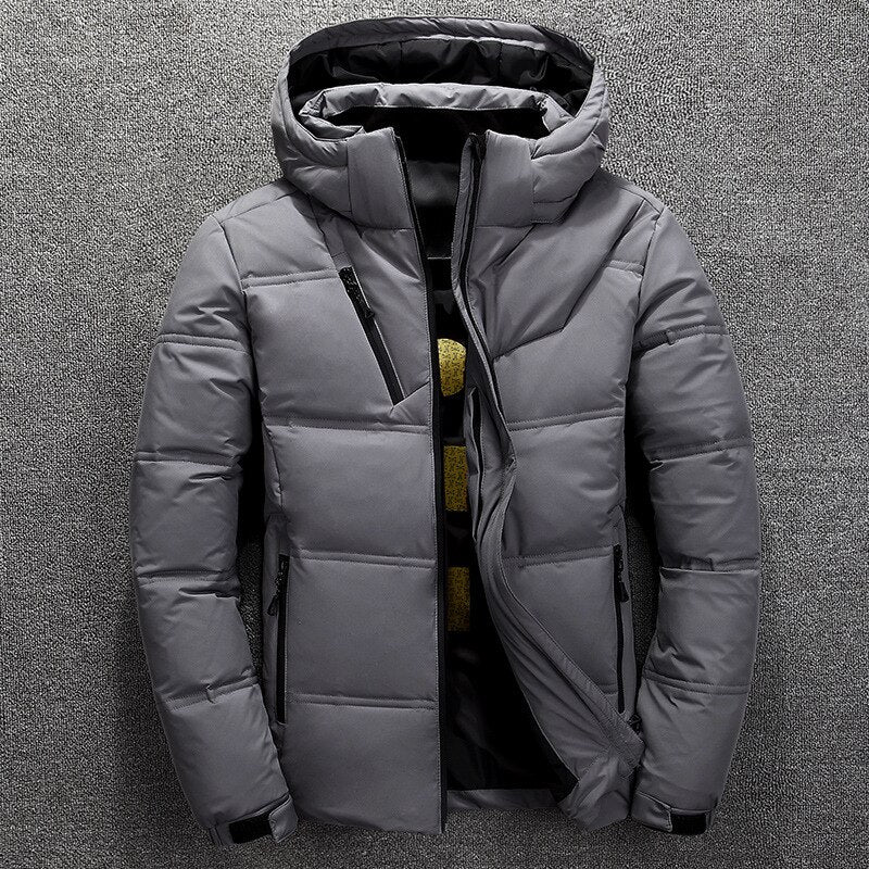 Men’s Detachable-Hood Puffer Winter Jacket – Heavy Insulated Layer for Outdoor Cold-Weather Wear