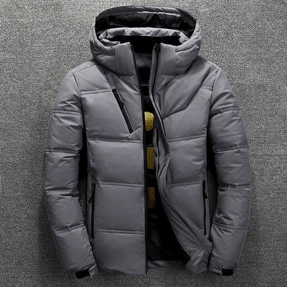 Men’s Detachable-Hood Puffer Winter Jacket – Heavy Insulated Layer for Outdoor Cold-Weather Wear