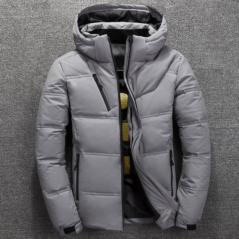 Men’s Detachable-Hood Puffer Winter Jacket – Heavy Insulated Layer for Outdoor Cold-Weather Wear