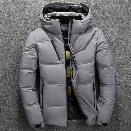 Men’s Detachable-Hood Puffer Winter Jacket – Heavy Insulated Layer for Outdoor Cold-Weather Wear