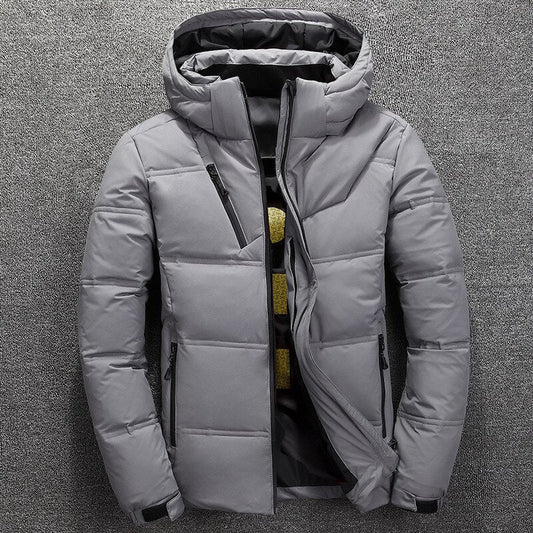 Men’s Detachable-Hood Puffer Winter Jacket – Heavy Insulated Layer for Outdoor Cold-Weather Wear